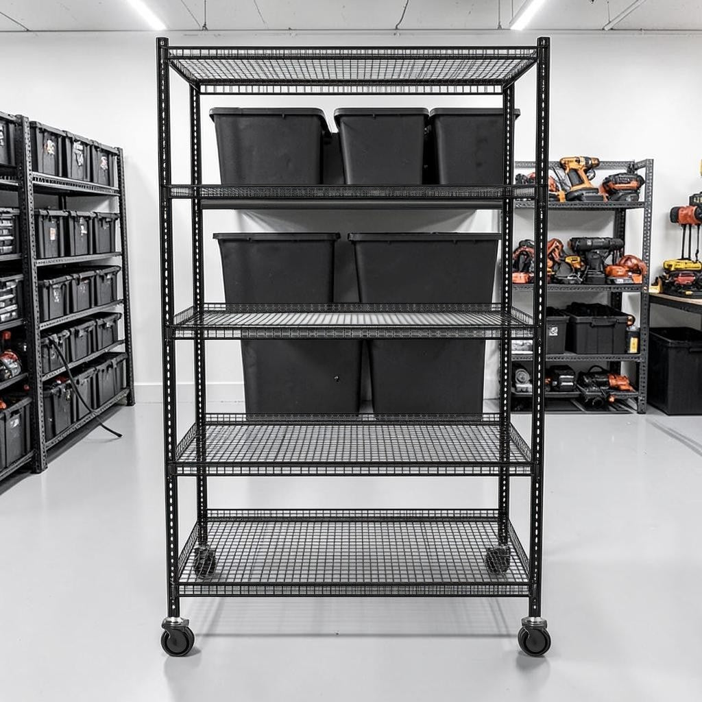 Qybkvm Heavy-Duty 5-Tier Wire Shelving Unit with Wheels