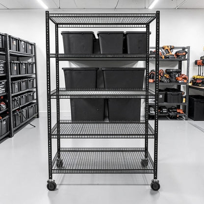 Qybkvm Heavy-Duty 5-Tier Wire Shelving Unit with Wheels